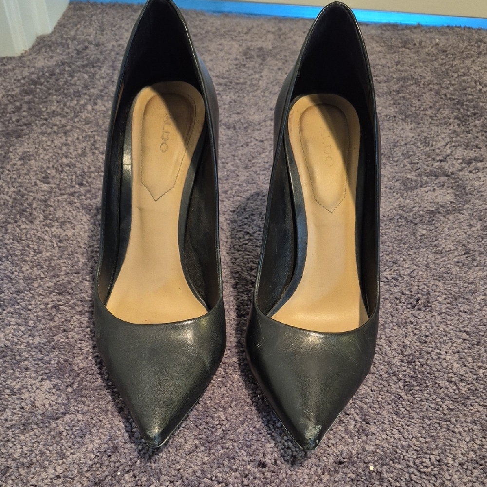 Elegant Black Leather Heels